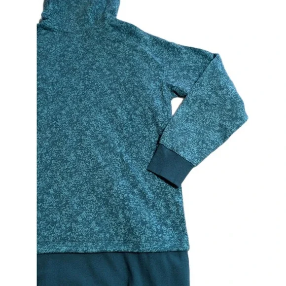Athleta Womens Pullover Hoodie Small Teal‎ Heathered V Neck Athleisure - Picture 7 of 8